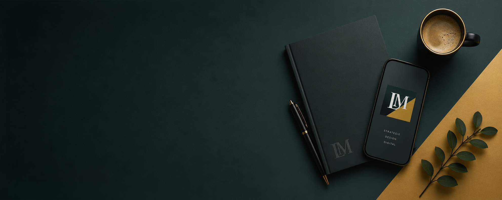 Lüönd Marketing – deine externe Marketingabteilung Arbeitsplatz von Lüönd Marketing mit Notizbuch, Laptop und Kaffee – Marketing für KMU in der Zentralschweiz